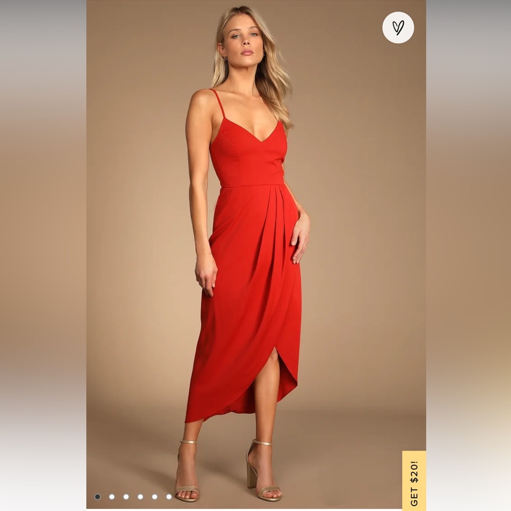 Lulus Reinette Rush Red Midi Dress